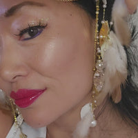 Mercer - White Feather Pearl Hair Jewelry Headpiece
