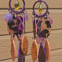 Jonsey - Purple Animsl Print Dangle Earrings