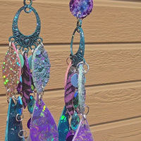 Cheryl - Blue Iridescent Dangle Earrings