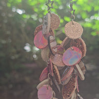 Colleen - White Iridescent Round Dangle Earrings.
