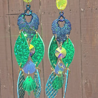 Valerie - Blue Green Sparkly Earrings
