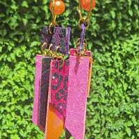 Melin - Purple Animal Print Fringe Earrings