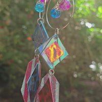 Ivy - Blue Pink Long Dangle Star Earrings