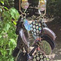 Krista - Black Polka-dot Round Earrings