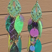 Angelica - Green Iridescent Chandelier Earrings