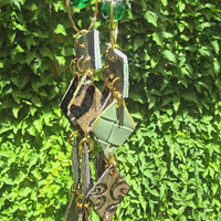 Katie - Army Green Diamond Chandelier Earrings