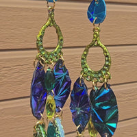Matalena - Blue Green Glittery Dangle Earrings