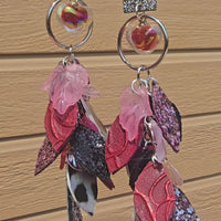 Red Glittery Chandelier Earrings