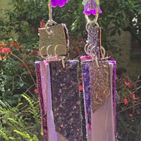 Jonsey - Purple Glittery Fringe Earrings