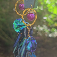 Sylvia - Blue Round long Dangle Earrings
