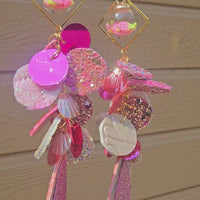 Erica - Pink Glittery Dangle Earrings