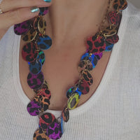 Jessica - Multicolored Animal Print Feather Necklace