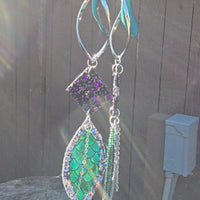 Samantha - Glittery Green Long Dangle Earrings