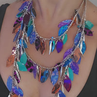 Jena - Blue Purple Orange Layered Statement Necklace
