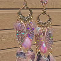 Lyza - Pink Iridescent Chandelier Earrings