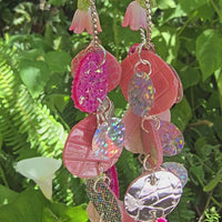 Tanya - Pink Glittery Round Dangle Earrings