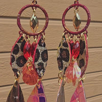 Patricia - Red Animal Print Dangle Earrings