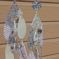 Shaundra - White Sparkly Chandelier Earrings