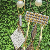Lori - Gold White Diamond Chandelier Dangle Earrings