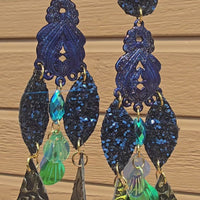 Stella - Deep Blue Glittery Dangle Earrings
